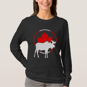 Canadian Flag Maple Leaf Moose Antlers Animal Cana T-Shirt