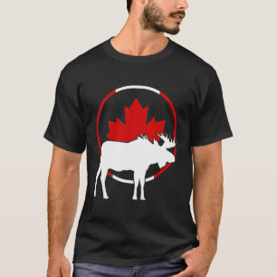 Canadian Flag Maple Leaf Moose Antlers Animal Cana T-Shirt