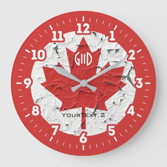 Canadian Flag Maple Leaf on a Large Clock (Front)