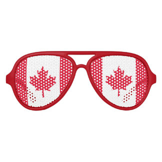 Canadian Flag Maple Leaf Red White Canada Aviator Sunglasses