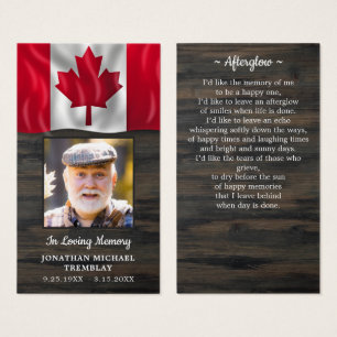 Canadian Flag Memorial Photo Funeral Prayer Card