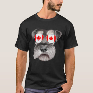 Canadian Flag Miniature Schnauzer Dog Canada Pocke T-Shirt