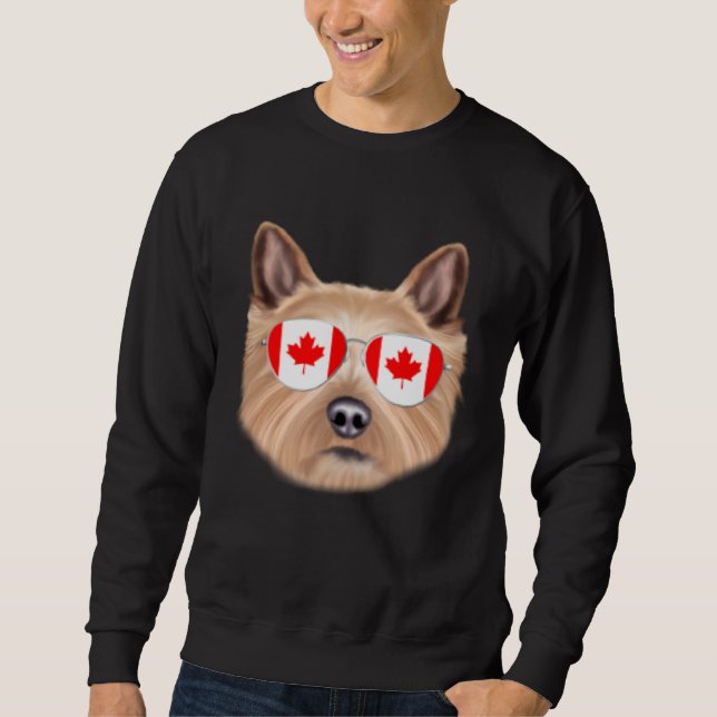 Canadian Flag Norwich Terrier Dog Canada Pocket Sweatshirt (Front)