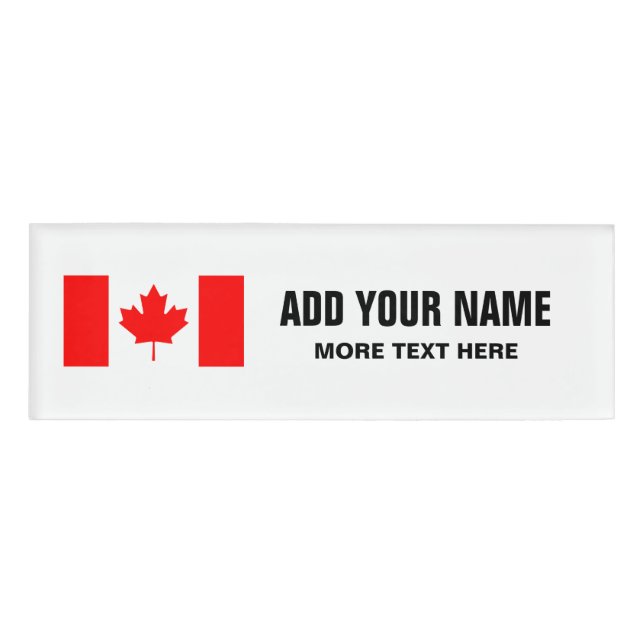 Canadian flag of Canada personalised name tags (Front)