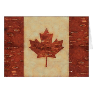 Canadian Flag On Inner Birch Bark