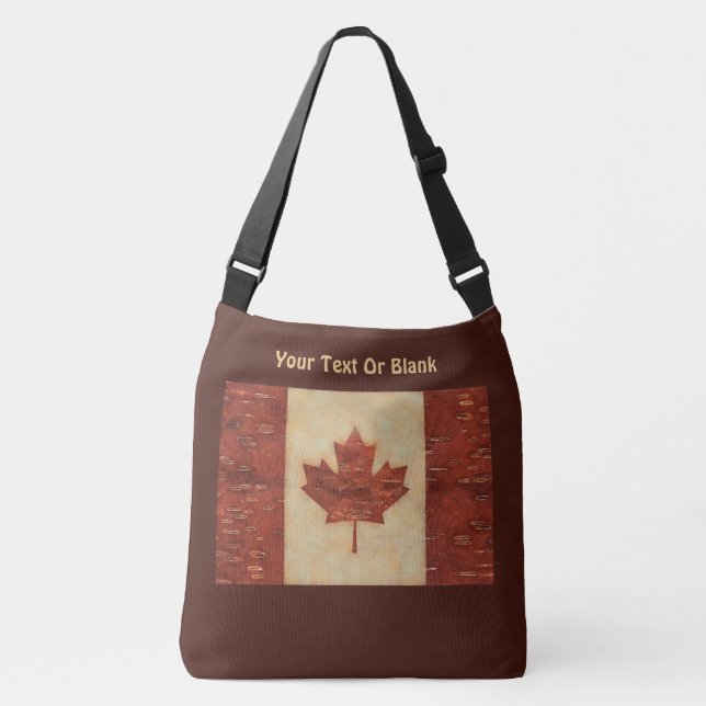 Canadian Flag On Inner Birch Bark Crossbody Bag (Front)
