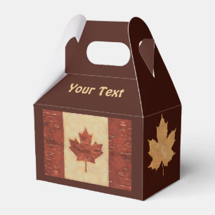 Canadian Flag On Inner Birch Bark Favour Box