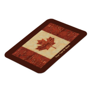 Canadian Flag On Inner Birch Bark Magnet