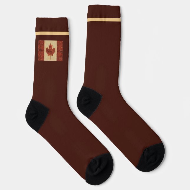 Canadian Flag On Inner Birch Bark Socks (Right)