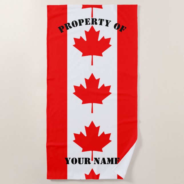 Canadian flag personalised beach towel (Front)