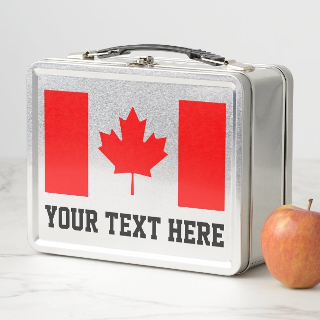 Canadian flag personalised metal lunchbox (In Situ)