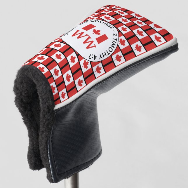  CANADIAN Flag Personalised MONOGRAM Putter Golf Head Cover (3/4 Front)