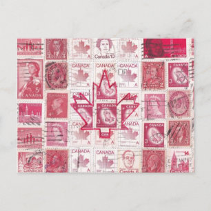 Canadian Flag Postcard - Stamp Collage!