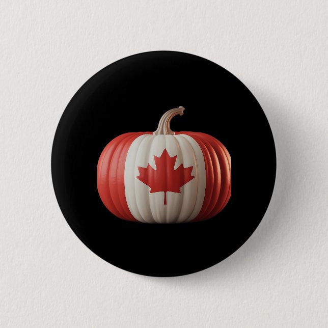 Canadian Flag Pumpkin Maple Leaf Thanksgiving Over 6 Cm Round Badge (Front)