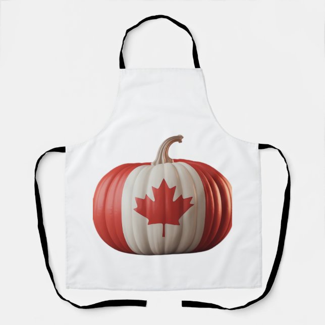 Canadian Flag Pumpkin Maple Leaf Thanksgiving Over Apron (Front)