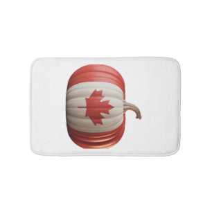 Canadian Flag Pumpkin Maple Leaf Thanksgiving Over Bath Mat