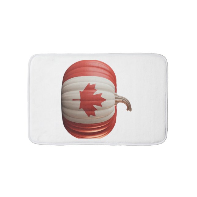 Canadian Flag Pumpkin Maple Leaf Thanksgiving Over Bath Mat (Front)