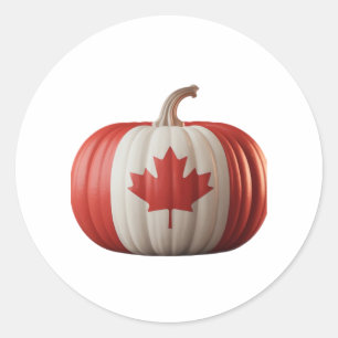 Canadian Flag Pumpkin Maple Leaf Thanksgiving Over Classic Round Sticker