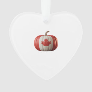 Canadian Flag Pumpkin Maple Leaf Thanksgiving Over Ornament