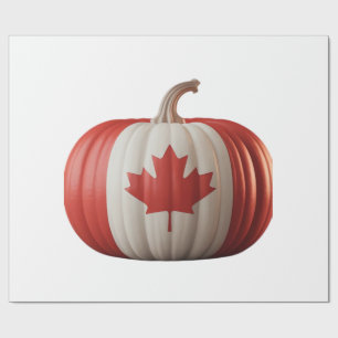 Canadian Flag Pumpkin Maple Leaf Thanksgiving Over Wrapping Paper