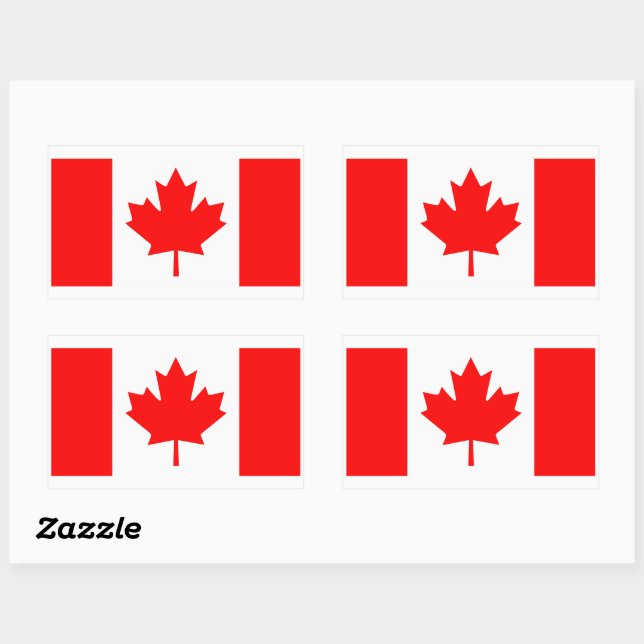 Canadian Flag Red Graphic Art Rectangular Sticker (Sheet)