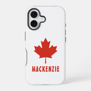 Canadian Flag Red Maple Leaf Canada Day Name Text iPhone 16 Case