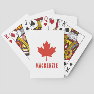 Canadian Flag Red Maple Leaf Canada Day Name Text Playing Cards