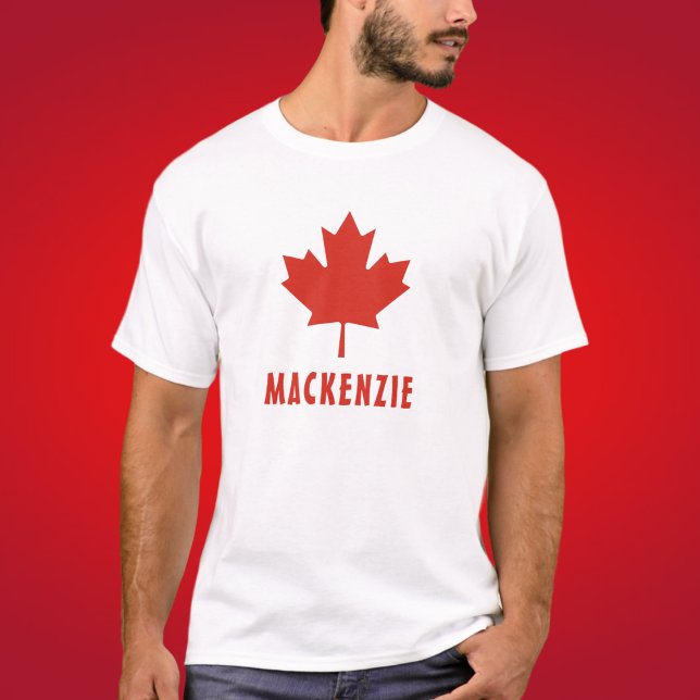 Canadian Flag Red Maple Leaf Canada Day Name Text T-Shirt (Creator Uploaded)