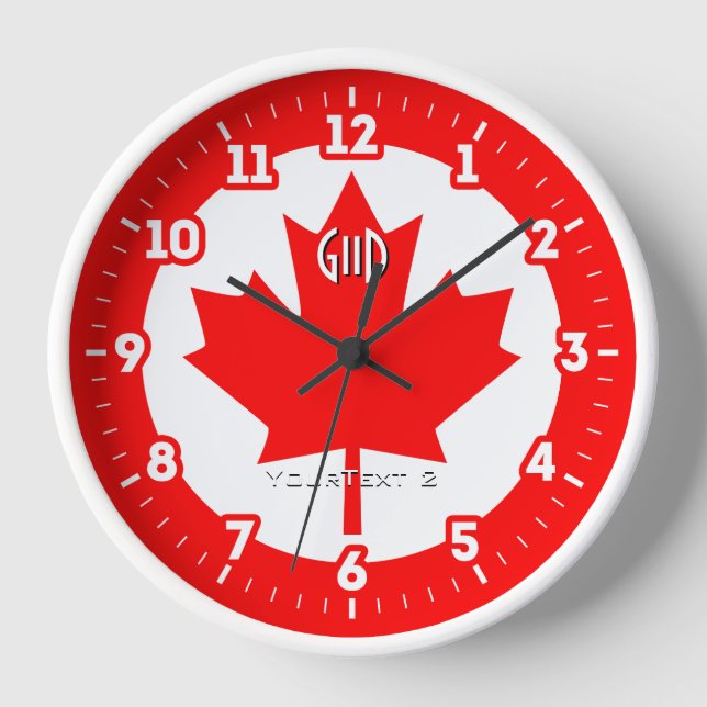 Canadian Flag Red Maple Leaf on a Clock (Front)
