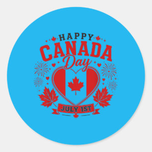 Canadian Flag Shirt Women Men Kids Red Maple Leaf Classic Round Sticker