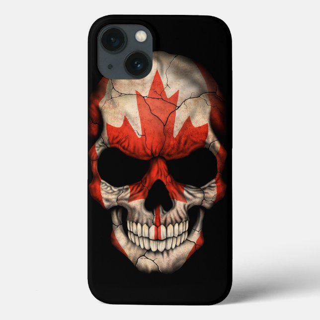 Canadian Flag Skull on Black Case-Mate iPhone Case (Back)