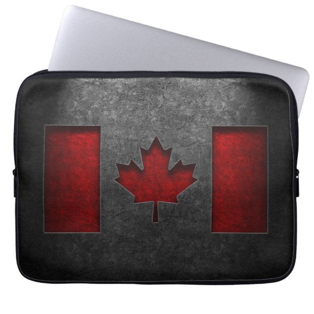 Canadian Flag Stone Texture Laptop Sleeve (Front)