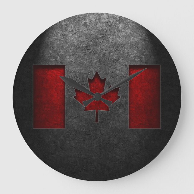 Canadian Flag Stone Texture Large Clock (Front)