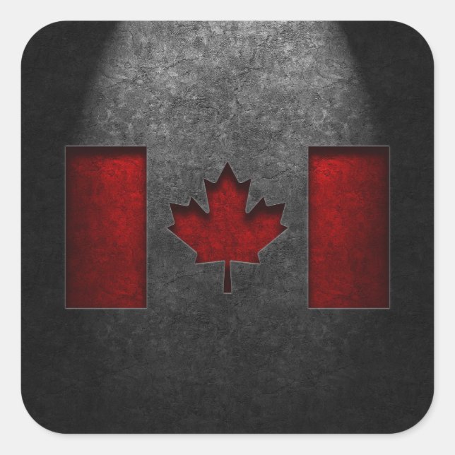 Canadian Flag Stone Texture Square Sticker (Front)