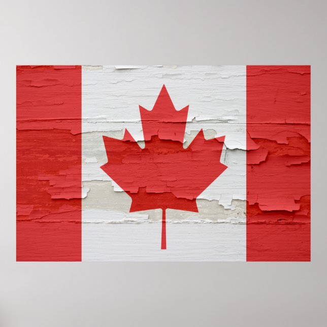 Canadian Flag Weathered Paint Poster (Front)