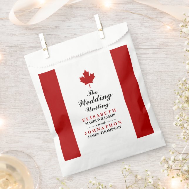 Canadian Flag Wedding Favour Bag (Clipped)