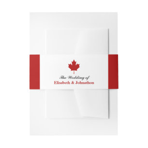 Canadian Flag Wedding Invitation Belly Band