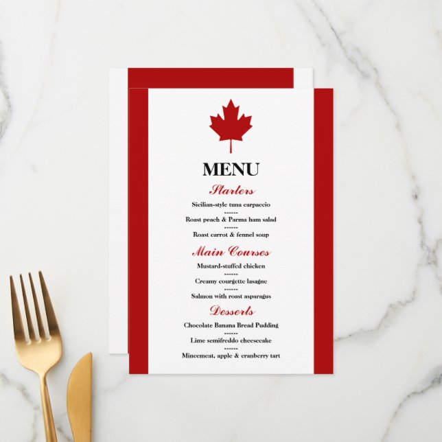 Canadian Flag Wedding Menu (Front/Back In Situ)