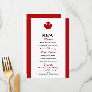 Canadian Flag Wedding Menu