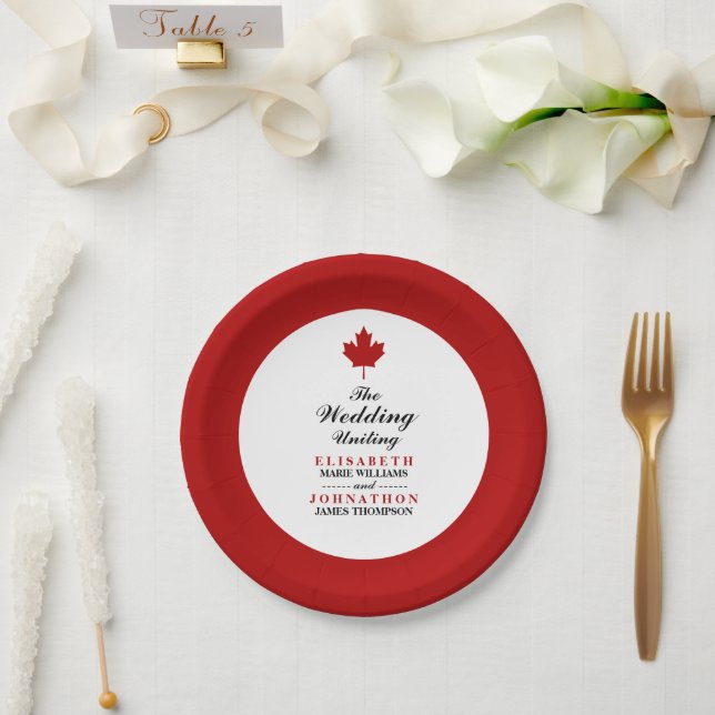 Canadian Flag Wedding Paper Plate (Wedding)