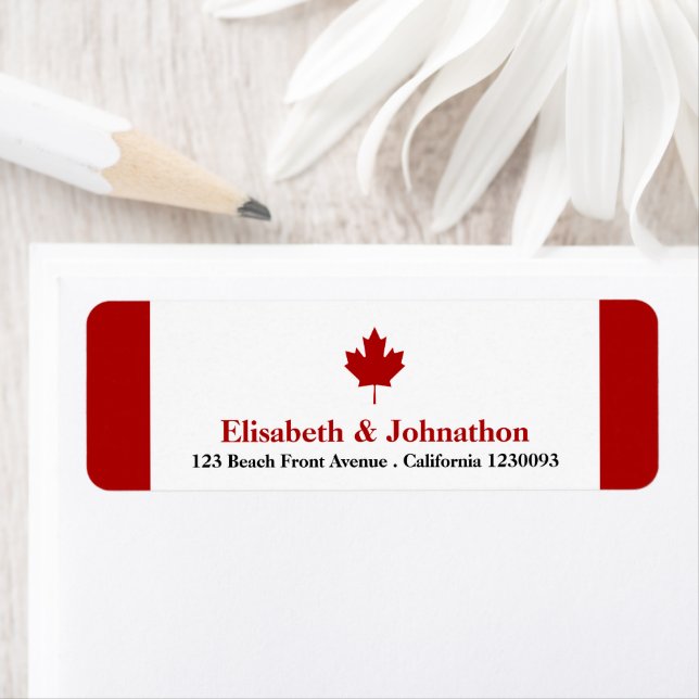 Canadian Flag Wedding Return Address Label (Insitu)