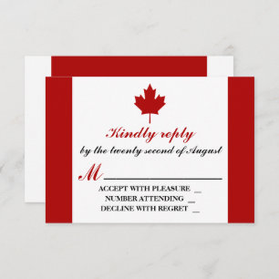 Canadian Flag Wedding RSVP Card