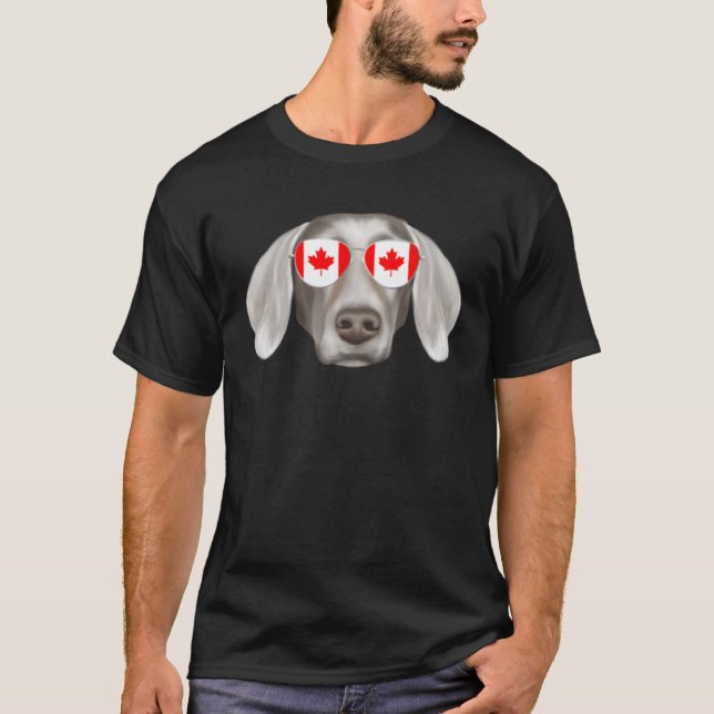 Canadian Flag Weimaraner Dog Canada Pocket T-Shirt (Front)