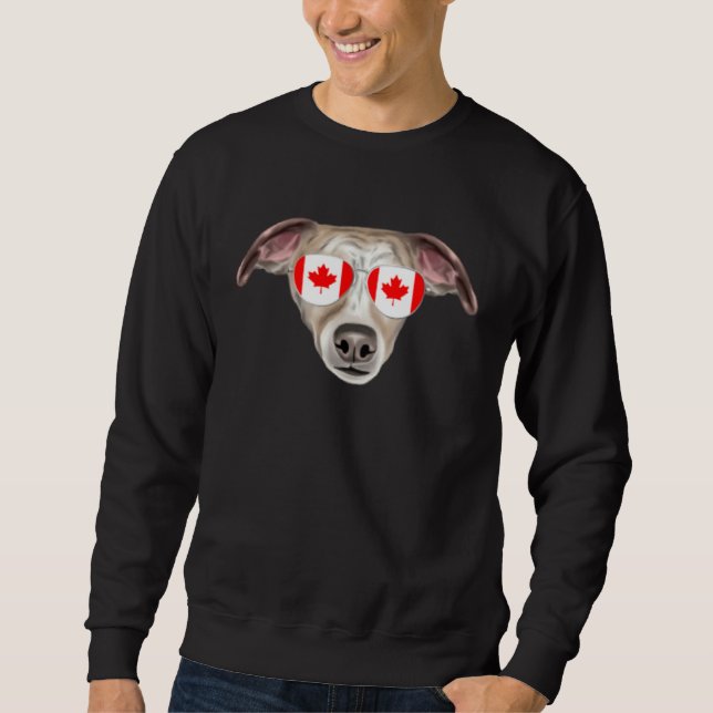 Canadian Flag Whippet Dog Canada Pocket Sweatshirt (Front)