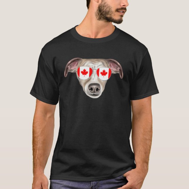 Canadian Flag Whippet Dog Canada Pocket T-Shirt (Front)