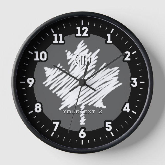 Canadian Flag White Maple Leaf Personalize It on a Clock (Front)