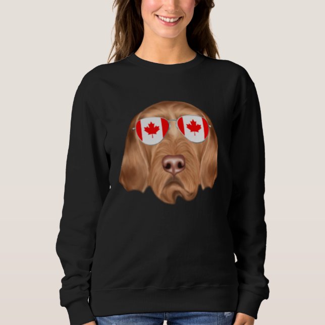Canadian Flag Wirehaired Vizsla Dog Canada Pocket Sweatshirt (Front)