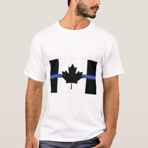 Canadian flag with blue line,Thin blue line canada T-Shirt