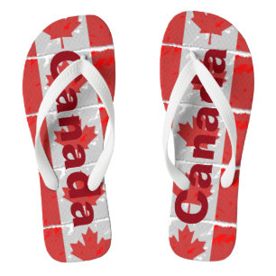 Canadian Flag with Canada Printed in Red Thongs