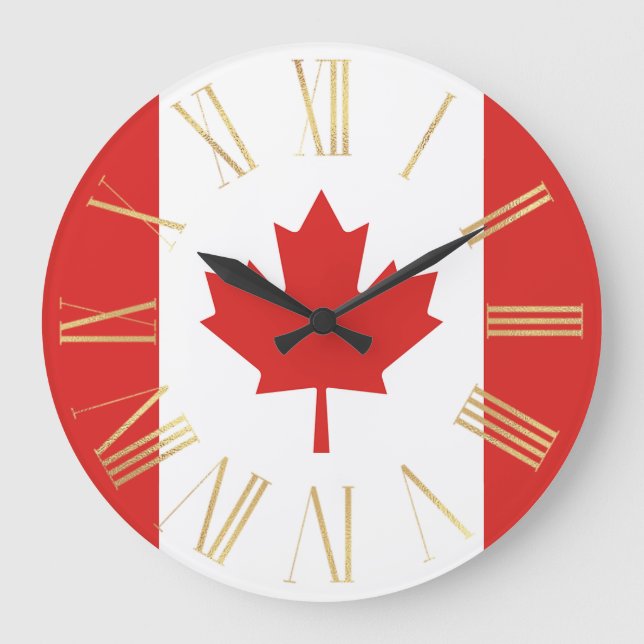 Canadian Flag with Gold Large Clock (Front)